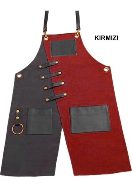 Askılı Master Şef - Barista - Aşçı - Kuaför - Tattoo - Garson Önlüğü Kırmızı fiyatları