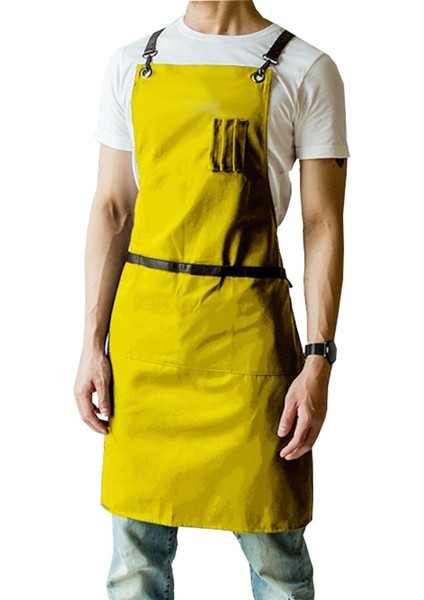 Askılı Master Şef - Barista - Aşçı - Kuaför - Tattoo - Garson Önlüğü Sarı