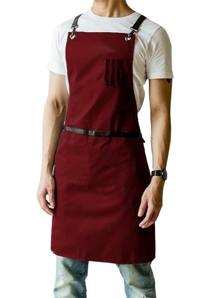 Askılı Master Şef - Barista - Aşçı - Kuaför - Tattoo - Garson Önlüğü Bordo