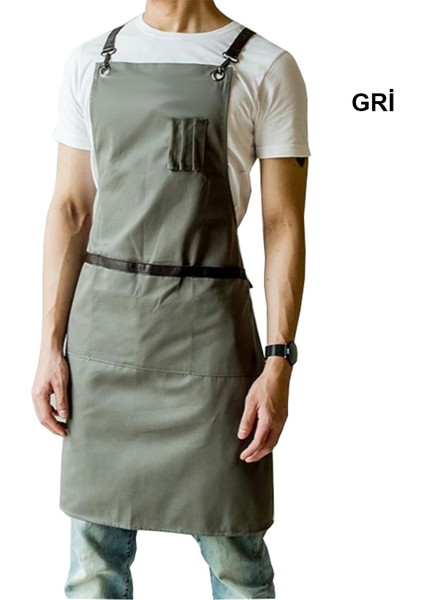 Askılı Master Şef - Barista - Aşçı - Kuaför - Tattoo - Garson Önlüğü Gri fiyatları
