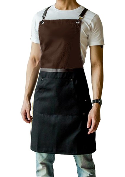 Askılı Master Şef - Barista - Aşçı - Kuaför - Tattoo - Garson Önlüğü Kahverengi