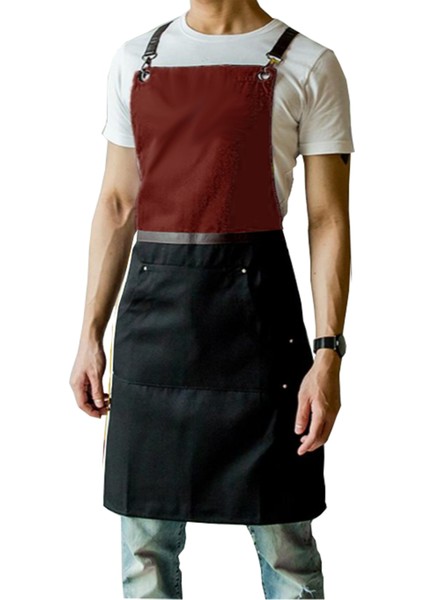 Askılı Master Şef - Barista - Aşçı - Kuaför - Tattoo - Garson Önlüğü Bordo