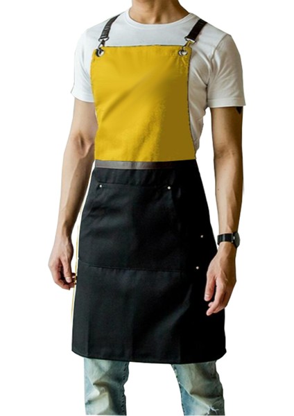Askılı Master Şef - Barista - Aşçı - Kuaför - Tattoo - Garson Önlüğü Sarı