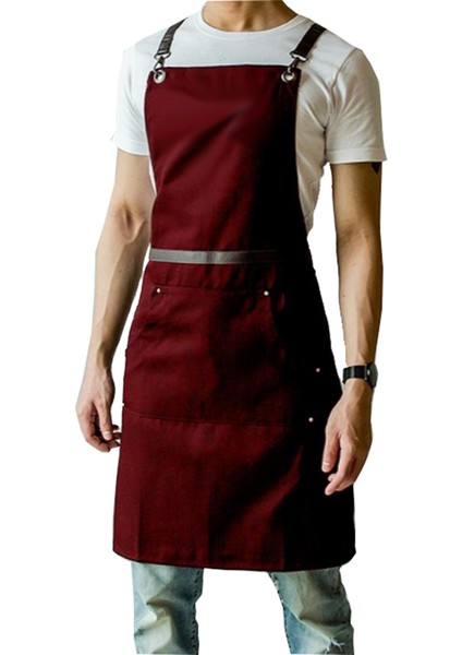 Askılı Master Şef - Barista - Aşçı - Kuaför - Tattoo - Garson Önlüğü Bordo