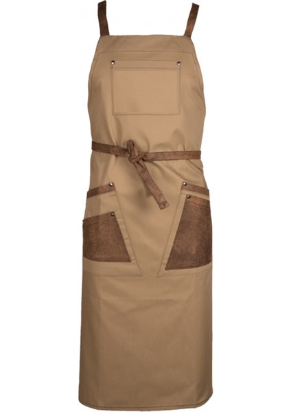 Askılı Master Şef - Barista - Aşçı - Kuaför - Tattoo - Garson Önlüğü Krem Rengi