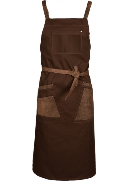 Askılı Master Şef - Barista - Aşçı - Kuaför - Tattoo - Garson Önlüğü Kahverengi