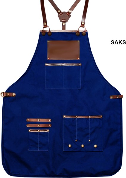 Askılı Master Şef - Barista - Aşçı - Kuaför - Tattoo - Garson Önlüğü Saks Mavisi