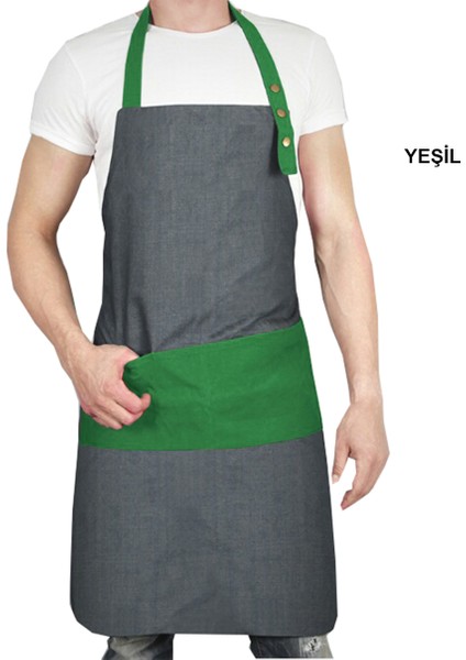 Askılı Master Şef - Barista - Aşçı - Kuaför - Tattoo - Garson Önlüğü Yeşil