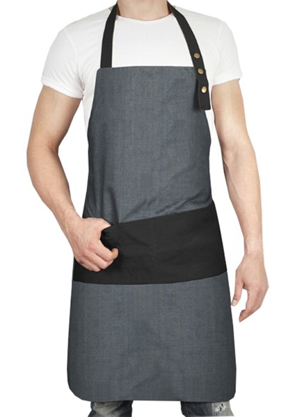 Askılı Master Şef - Barista - Aşçı - Kuaför - Tattoo - Garson Önlüğü Siyah