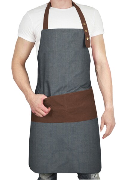 Askılı Master Şef - Barista - Aşçı - Kuaför - Tattoo - Garson Önlüğü Kahverengi