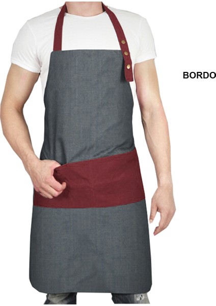 Askılı Master Şef - Barista - Aşçı - Kuaför - Tattoo - Garson Önlüğü Bordo