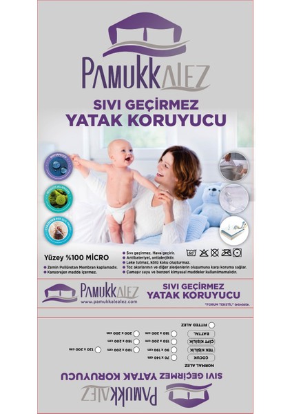 Pamukkale Lastikli Su Sıvı Geçirmez Yatak Koruyucu Alez