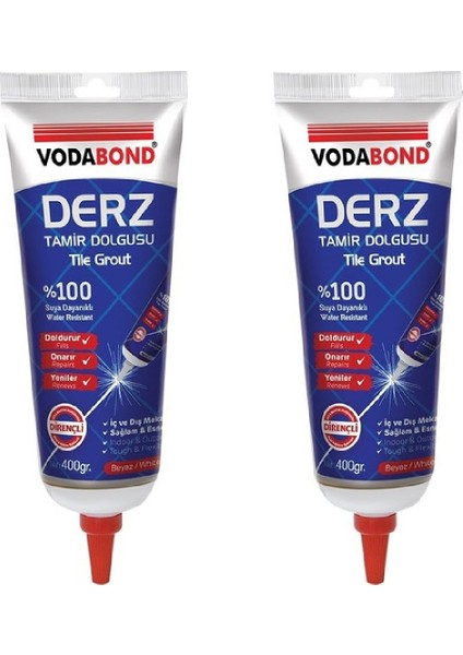 Hazır Derz Dolgusu 400 gr 2'li Beyaz + Derz Kazıyıcı