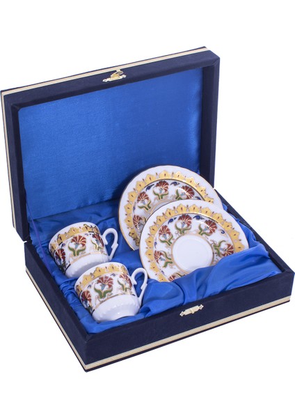 2'li Kadife Kutulu Porselen Kahve Fincan Takımı Seti Orn 708