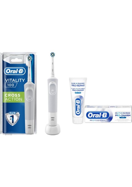 Cross Action Şarjlı Diş Fırçası + Oral-B Diş Macunu Pro Original