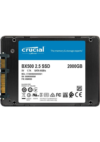 BX500 2000GB SSD 540-500 3D NAND SATA 2.5 CT2000BX500SSD1