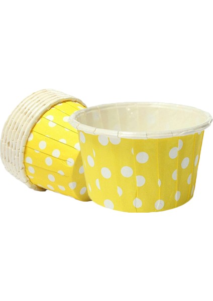 Sarı Zemin Beyaz Puantiyeli Muffin Kabı 50 x 39 25'li