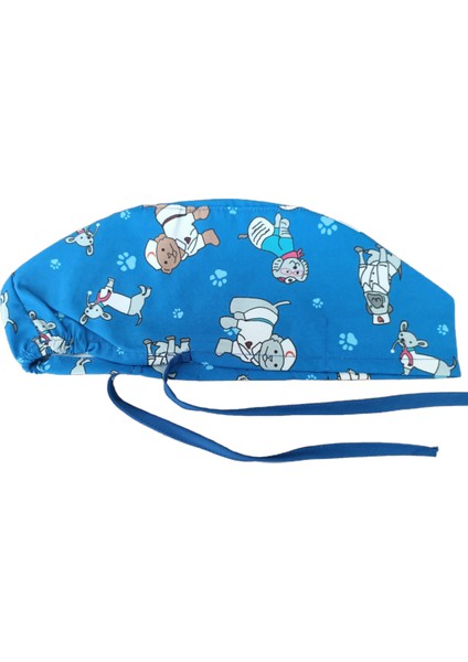 Şirin Köpekler Desenli Doktor Hemşire Hastane Aşçı Cerrahi Bonesi