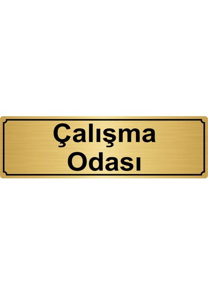 Çalışma Odası Yönlendirme Levhası 5 x 20 cm Altın Renk Metal