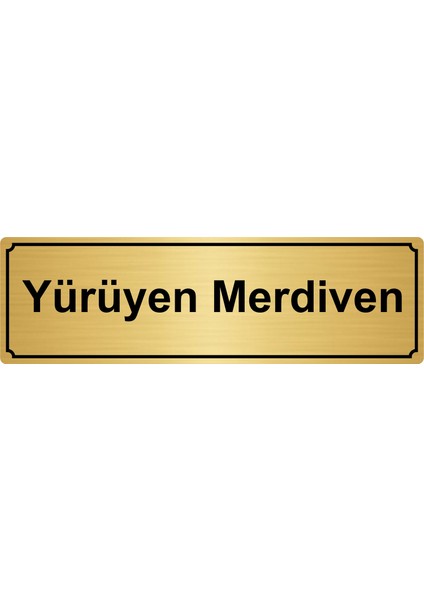 Yürüyen Merdiven Yönlendirme Levhası 10 x 20 cm Altın Renk Metal