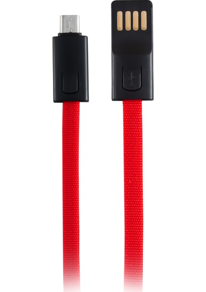 Jettpower 0047 Metal Başlıklı Örgülü 3A Micro Usb Hızlı Şarj Kablosu 20 cm Kırmızı