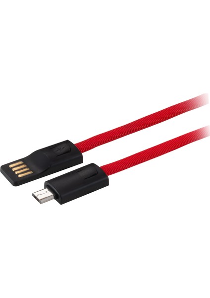 Jettpower 0047 Metal Başlıklı Örgülü 3A Micro Usb Hızlı Şarj Kablosu 20 cm Kırmızı