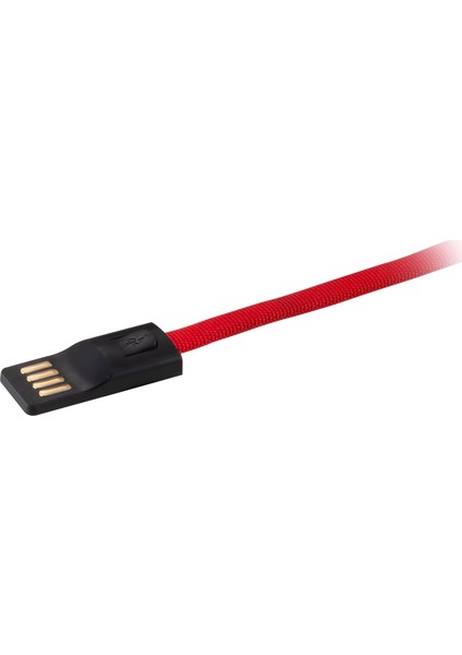 Jettpower 0047 Metal Başlıklı Örgülü 3A Micro Usb Hızlı Şarj Kablosu 20 cm Kırmızı