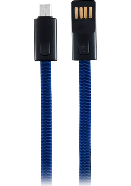 Jettpower 0047 Metal Başlıklı Örgülü 3A Micro Usb Hızlı Şarj Kablosu 20 cm Mavi