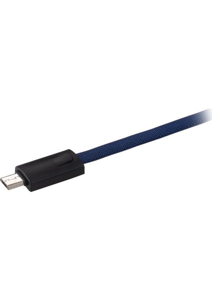 Jettpower 0047 Metal Başlıklı Örgülü 3A Micro Usb Hızlı Şarj Kablosu 20 cm Mavi