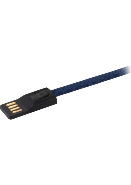 Jettpower 0047 Metal Başlıklı Örgülü 3A Micro Usb Hızlı Şarj Kablosu 20 cm Mavi