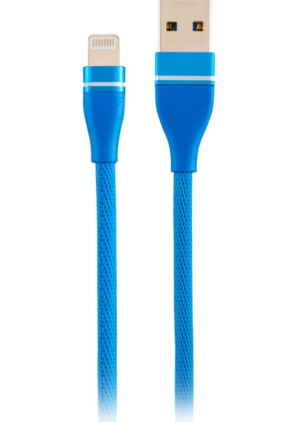 Jettpower 0060 Metal Başlıklı Örgülü 3 in 1 Hızlı Şarj Kablosu 1.2 m Mavi