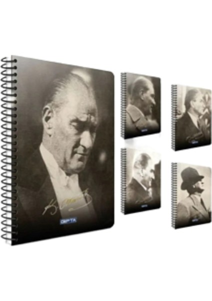 Atatürk Spiralli A4 80 Yaprak Pp Kapak Kareli Defter 5'li