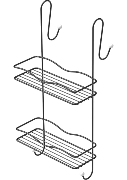 IKİ KATLI DUŞAKABİN BANYO RAFI MAT SİYAH BK062