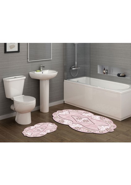Yasemin Özel Kesim Yıkanabilir Kaymaz Taban 2'li Paspas Seti Klozet Takımı