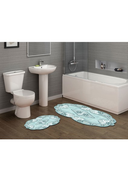 Yasemin Özel Kesim Yıkanabilir Kaymaz Taban 2'li Paspas Seti Klozet Takımı