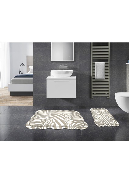 Leylak Özel Kesim Yıkanabilir Kaymaz Taban 2'li Paspas Seti Klozet Takımı