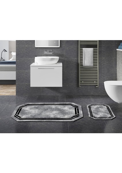 Gelincik Özel Kesim Yıkanabilir Kaymaz Taban 2'li Paspas Seti Klozet Takımı