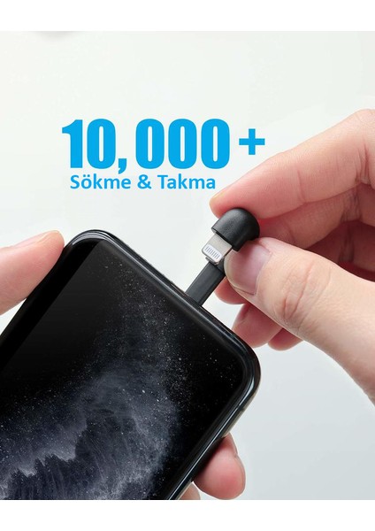 PowerLine Play MFI Lightning Oyuncu Şarj Kablosu (Apple Lisanslı) - 0.9m - A8712 - Siyah (Anker Türkiye Garantili)