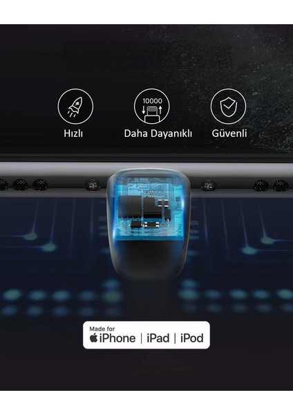 PowerLine Play MFI Lightning Oyuncu Şarj Kablosu (Apple Lisanslı) - 0.9m - A8712 - Siyah (Anker Türkiye Garantili)