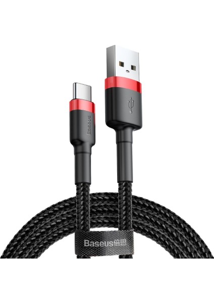 Cafule Serisi Usb to Type C 2 Amper Usb Uzun Hızlı Şarj Kablosu 2 Metre - Siyah