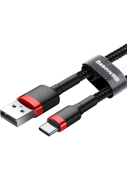 Cafule Serisi Usb to Type C 2 Amper Usb Uzun Hızlı Şarj Kablosu 2 Metre - Siyah