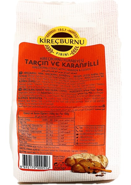 Kireçburnu Fırını Tarçınlı & Karanfilli Kireçburnu Kurabiyesi 200 gr x 2'li