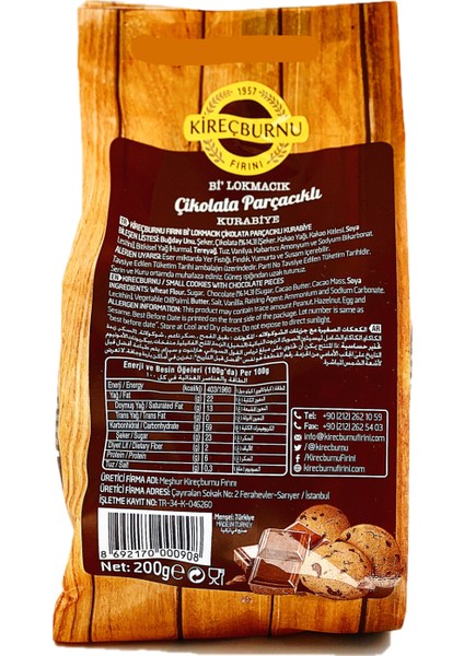 Çikolata Parçacıklı Bi Lokmacık Kurabiye 200 gr x 2'li