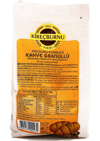 Kahveli Kireçburnu Kurabiyesi 200 gr x 2'li