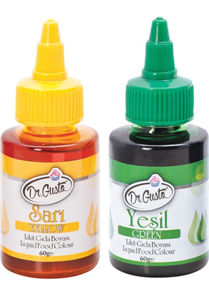 Su Bazlı Likit Gıda Boyası 2 Adet Sarı-Yeşil 60gr