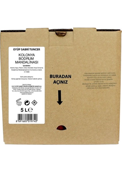 Bodrum Mandalinası Kolonyası 5 lt - Bag In Box