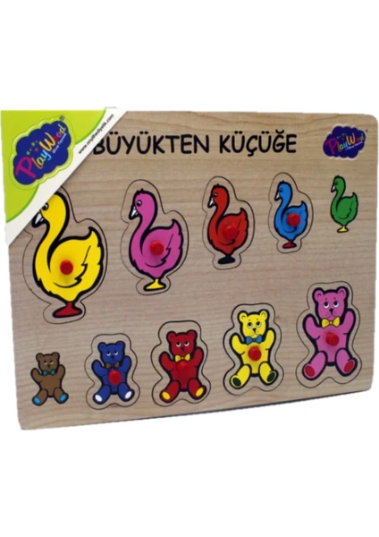 Ahşap Tutmalı Puzzle Büyükten Küçüğe