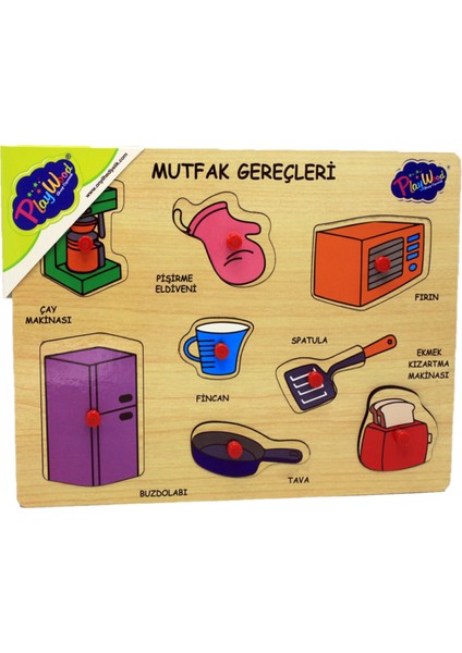 Ahşap Tutmalı Puzzle Mutfak Gereçleri