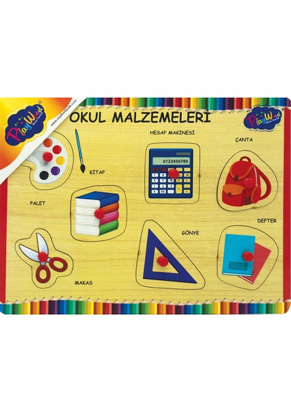 Ahşap Tutmalı Puzzle Okul Malzemeleri