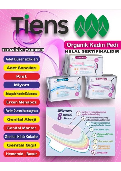 Airiz Hijyenik Kadın Pedi 3 Lü Paket ( 1 Günlük + 1 Gündüz +1 Gece )